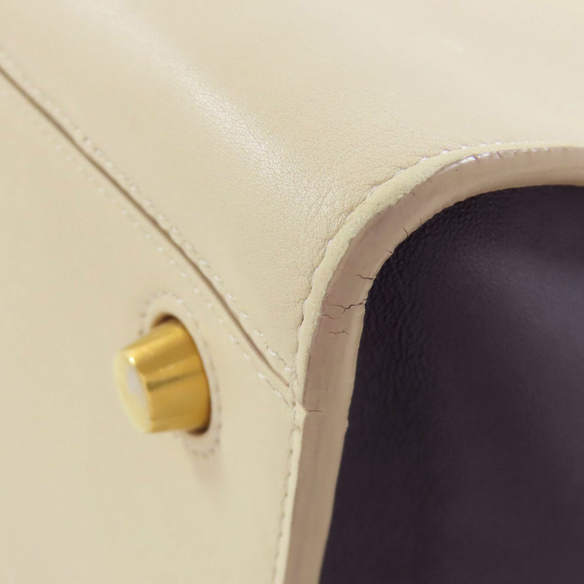 CELINE Tote Bag leather white Ring bag
