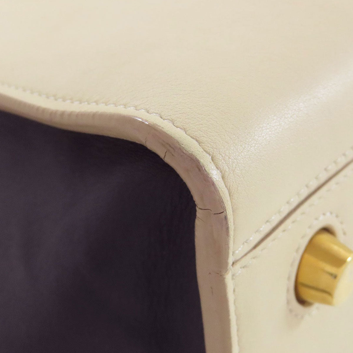 CELINE Tote Bag leather white Ring bag