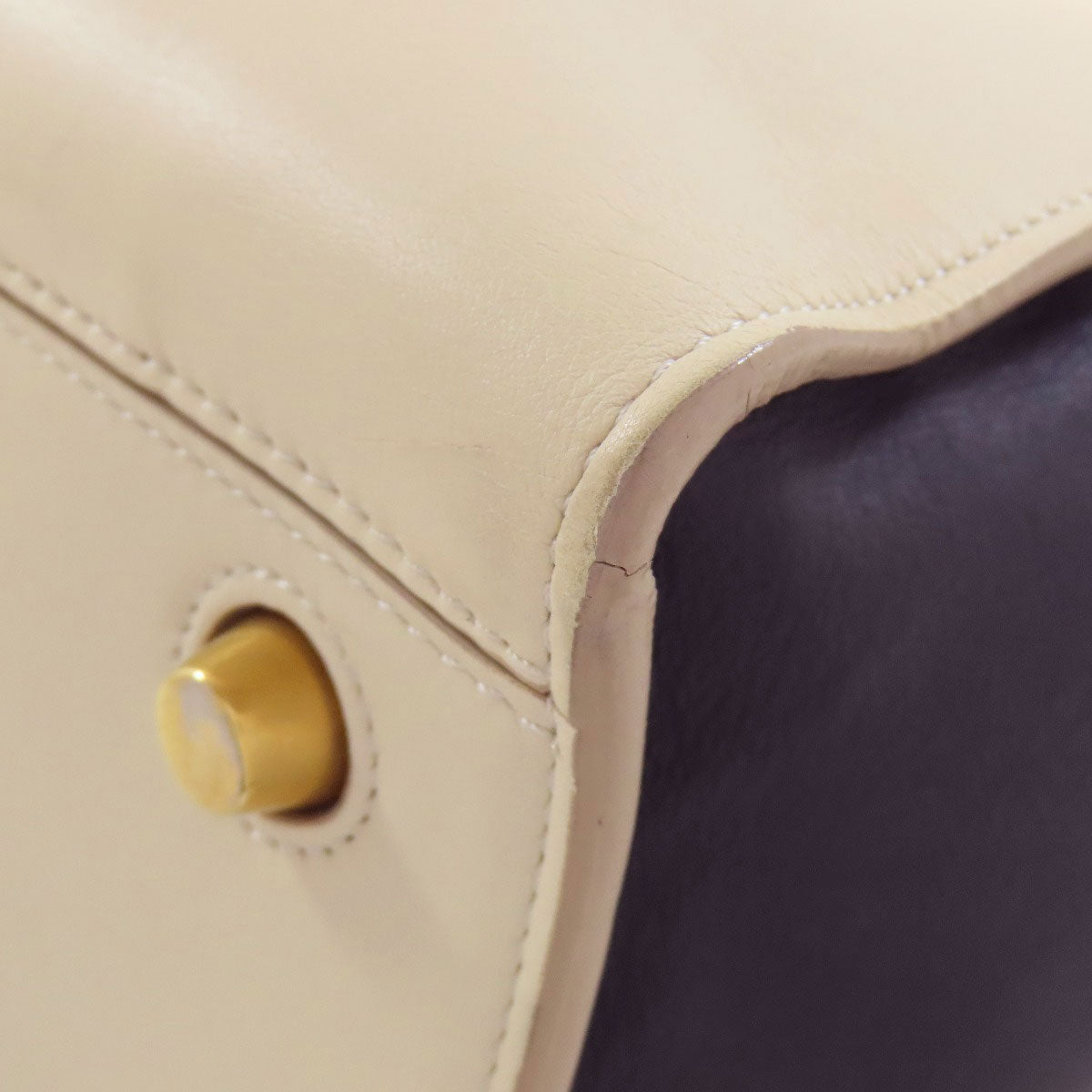 CELINE Tote Bag leather white Ring bag