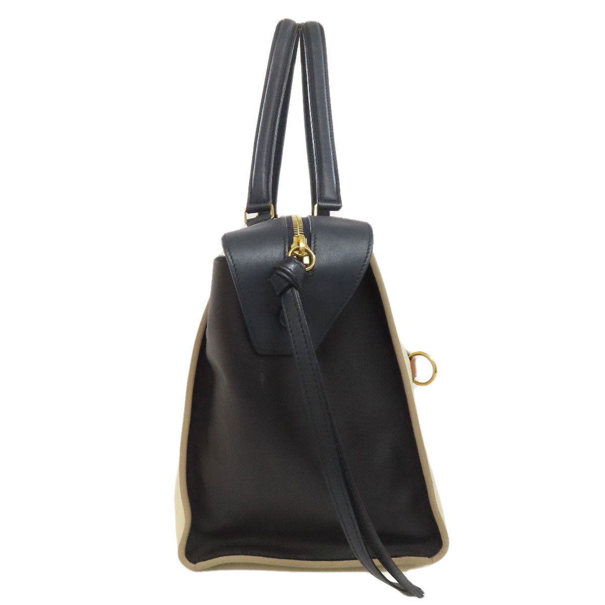 CELINE Tote Bag leather white Ring bag