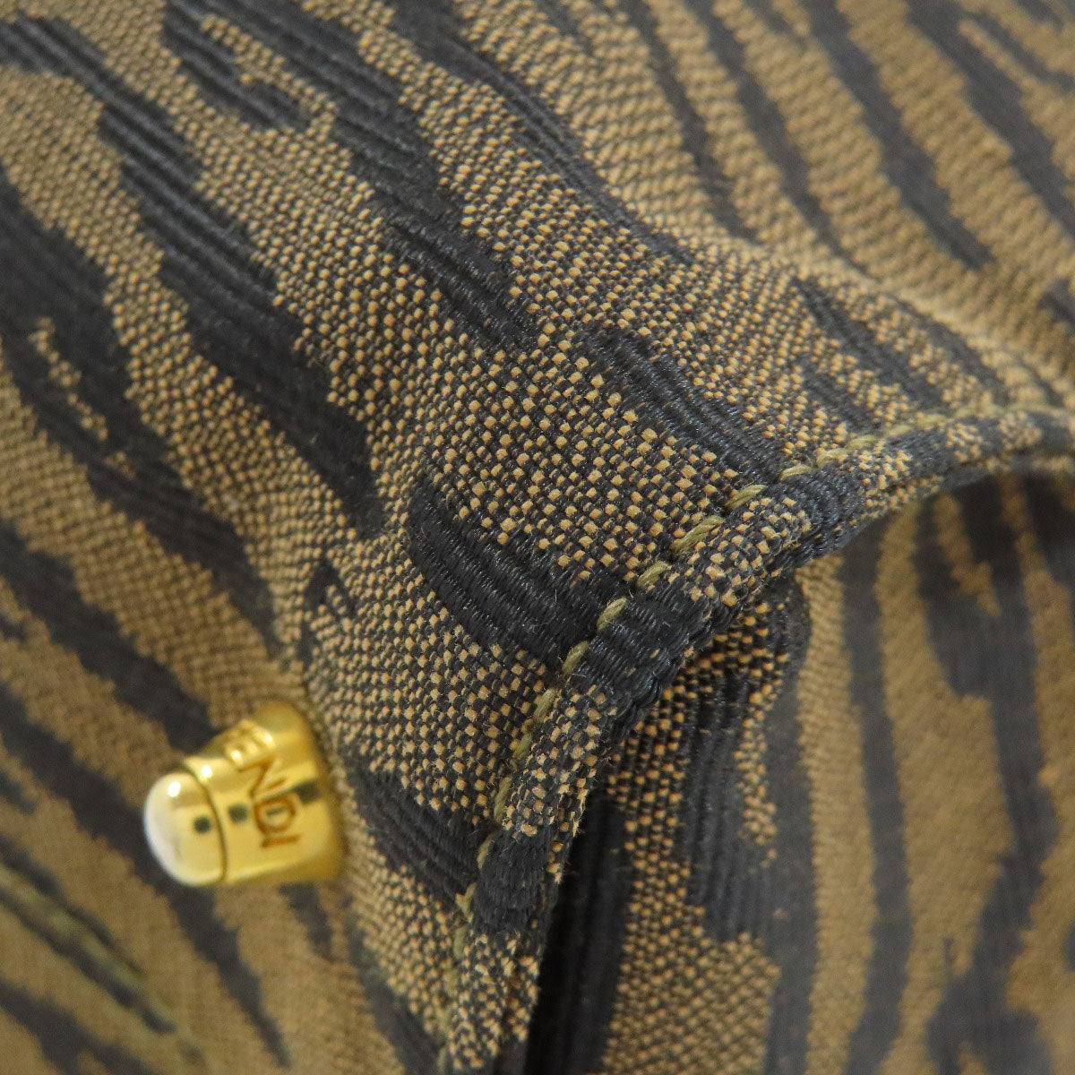 FENDI Handbag canvas Brown Tiger pattern