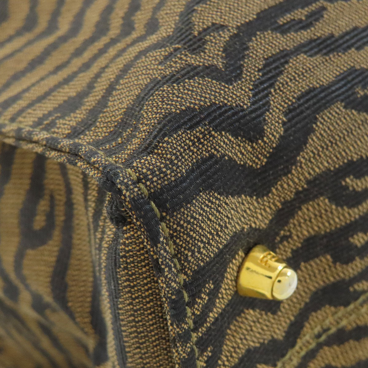 FENDI Handbag canvas Brown Tiger pattern