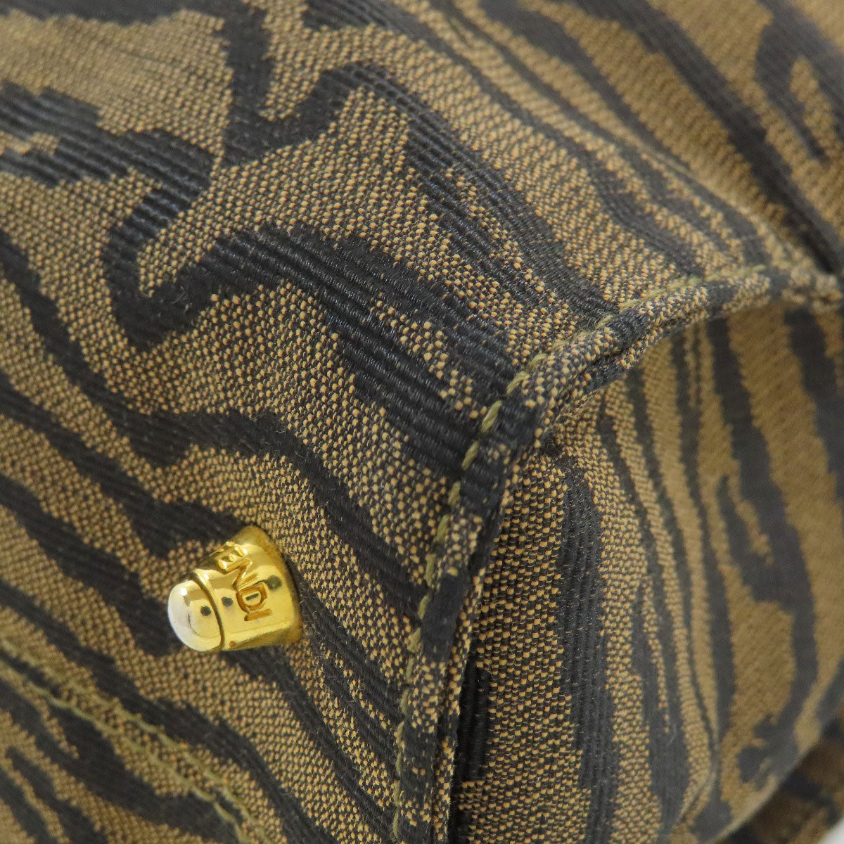 FENDI Handbag canvas Brown Tiger pattern