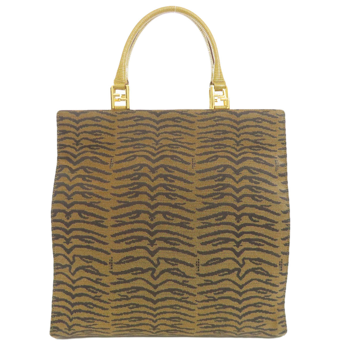 FENDI Handbag canvas Brown Tiger pattern