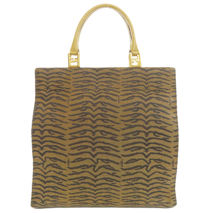FENDI Handbag canvas Brown Tiger pattern