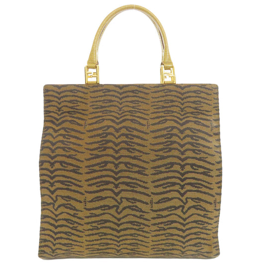 FENDI Handbag canvas Brown Tiger pattern
