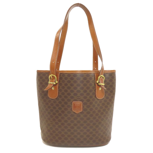 CELINE Tote Bag PVC, Leather Brown Macadam Pattern Women Used Authentic