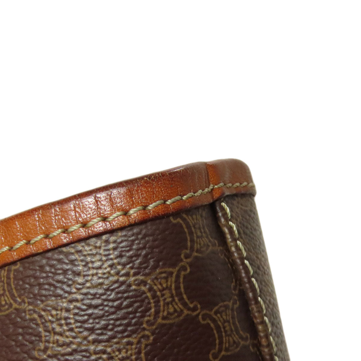 CELINE Tote Bag PVC, Leather Brown Macadam Pattern Women Used Authentic