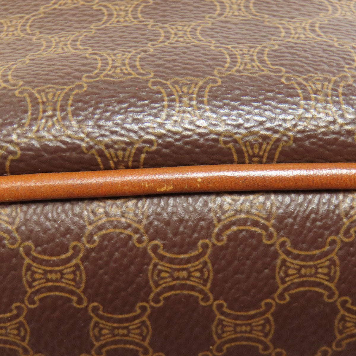 CELINE Tote Bag PVC, Leather Brown Macadam Pattern Women Used Authentic