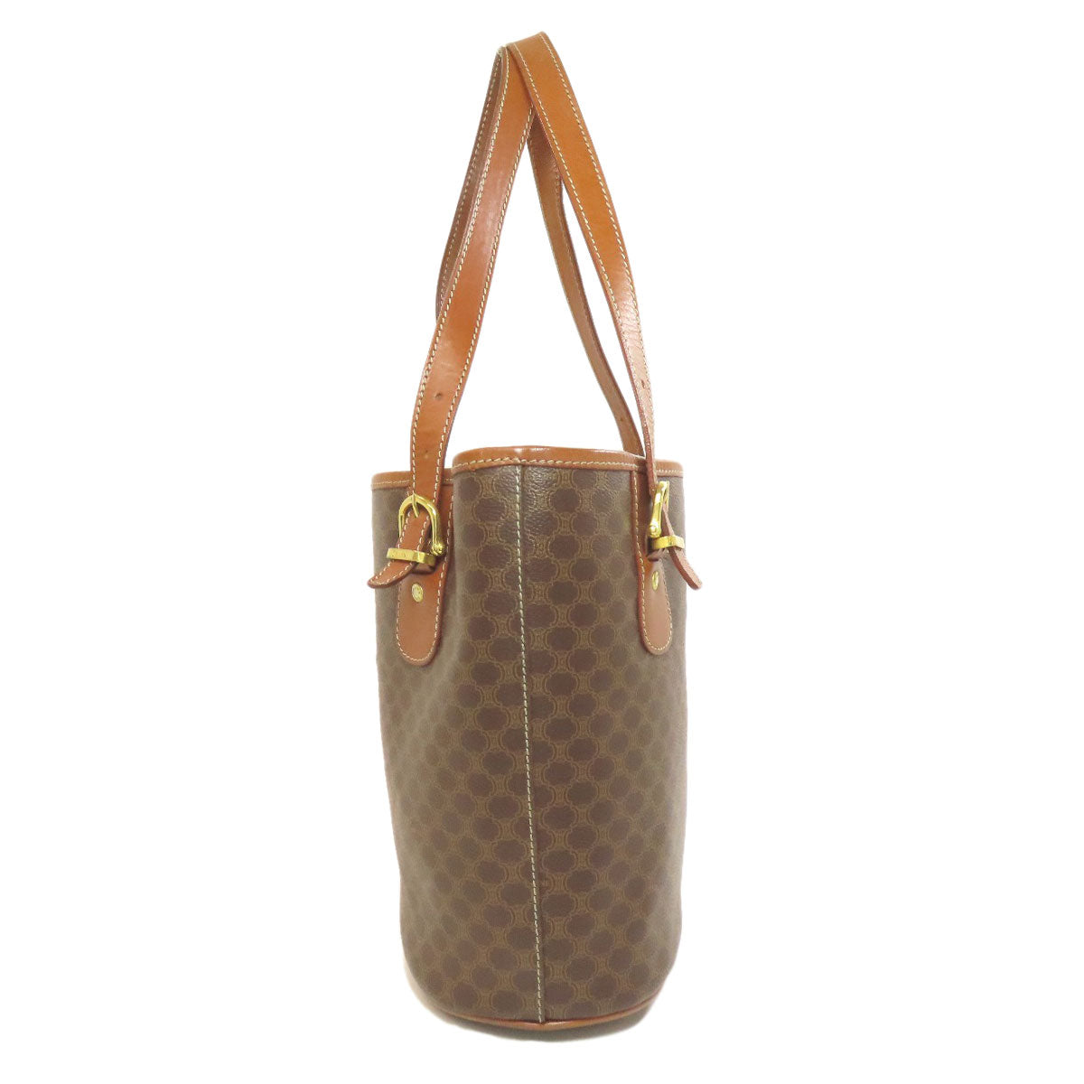 CELINE Tote Bag PVC, Leather Brown Macadam Pattern Women Used Authentic