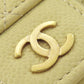 CHANEL Bifold Wallet Grained Calfskin Skin beige Matelasse Gold Metal