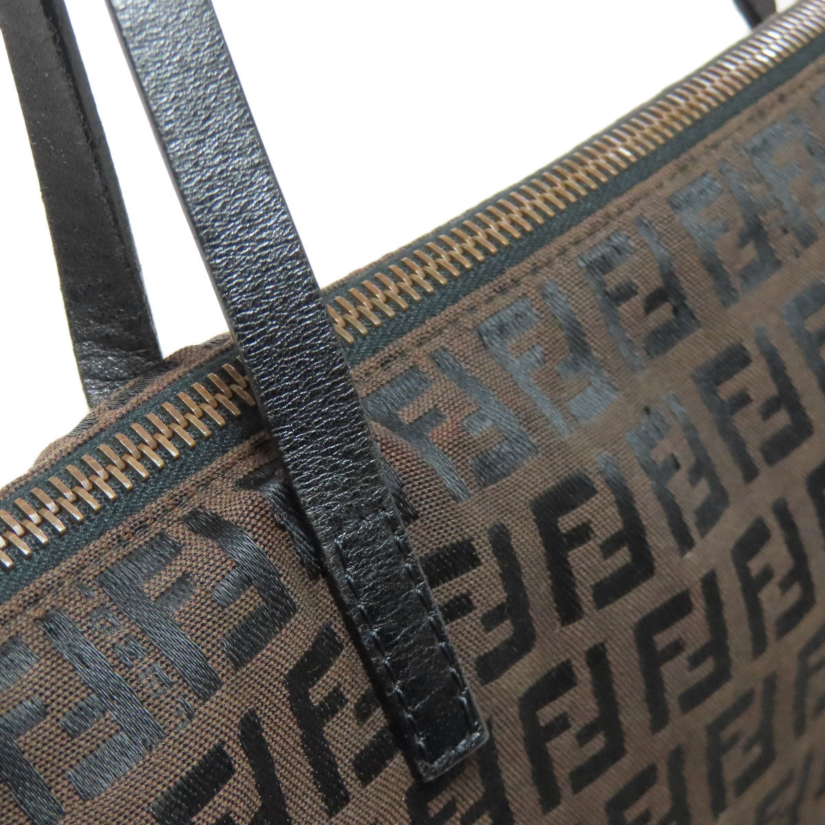 FENDI Tote Bag canvas Brown Zucca Pattern Women Used Authentic