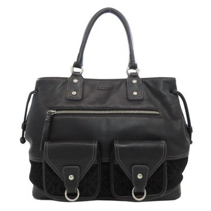 LOEWE Handbag leather black logo Women Used Authentic