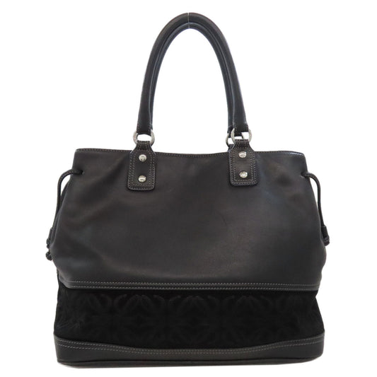 LOEWE Handbag leather black logo Women Used Authentic