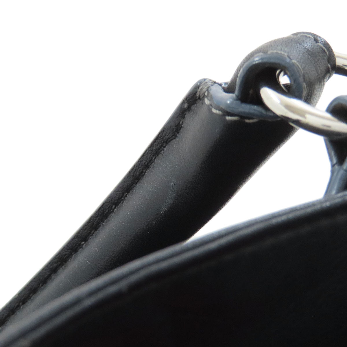 LOEWE Handbag leather black logo Women Used Authentic