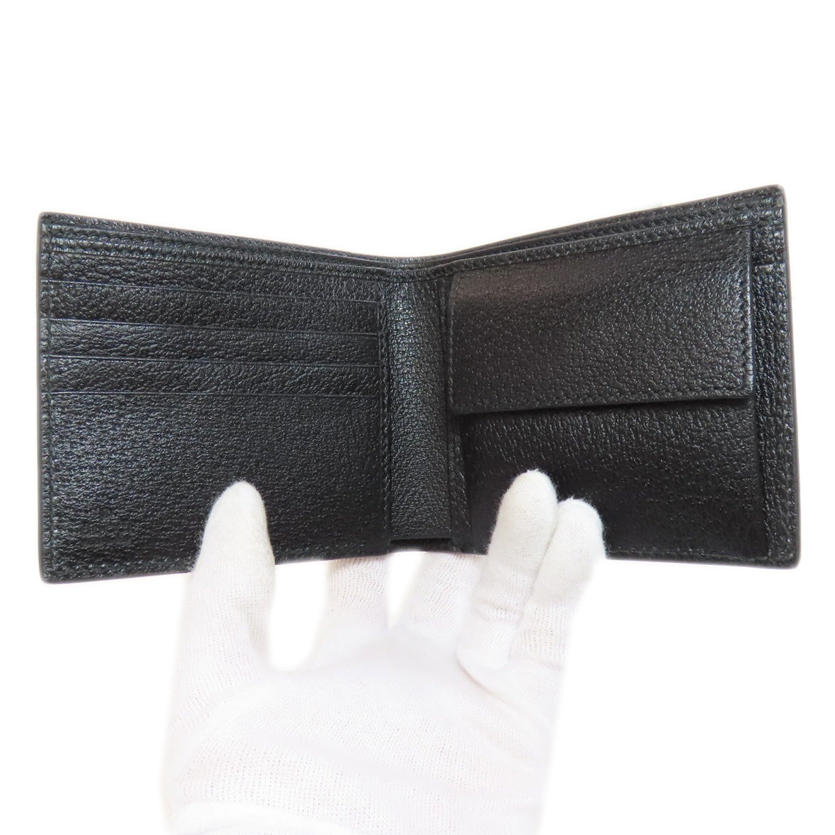 GUCCI Bifold Wallet 428725 leather black GG Marmont Women Used Authentic