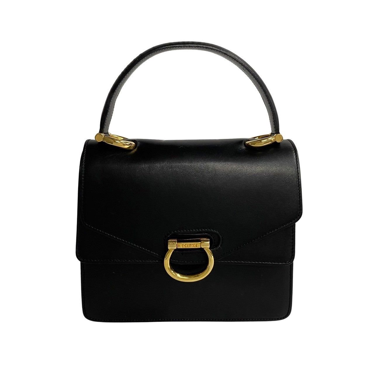 CELINE Handbag Calfskin, Leather black logo Metal Women Used Authentic