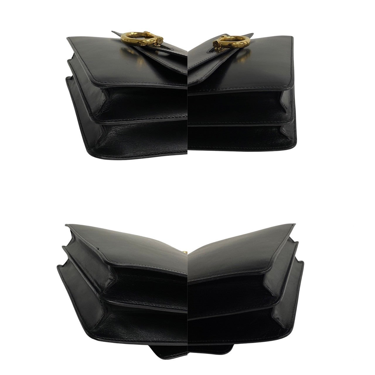 CELINE Handbag Calfskin, Leather black logo Metal Women Used Authentic