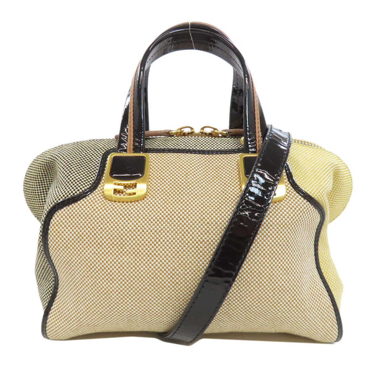 FENDI Handbag canvas beige 2WAY