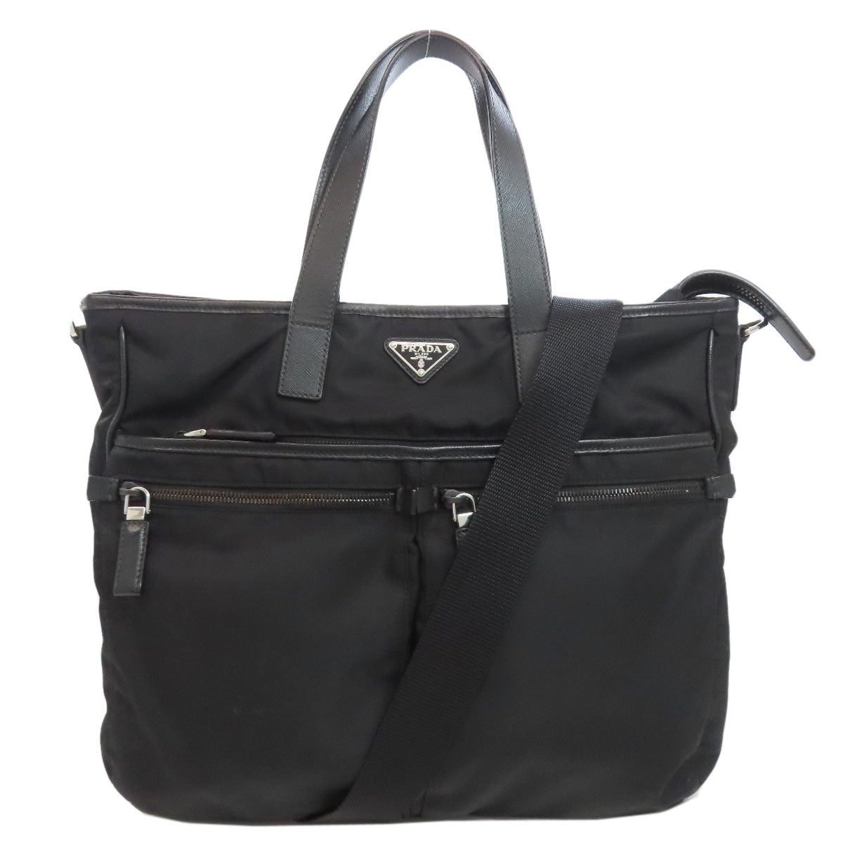 PRADA Business bag Nylon black logoMetal 2WAY mens Used Authentic
