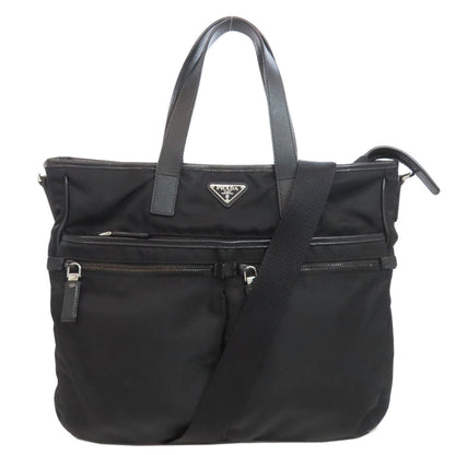 PRADA Business bag Nylon black logoMetal 2WAY mens Used Authentic