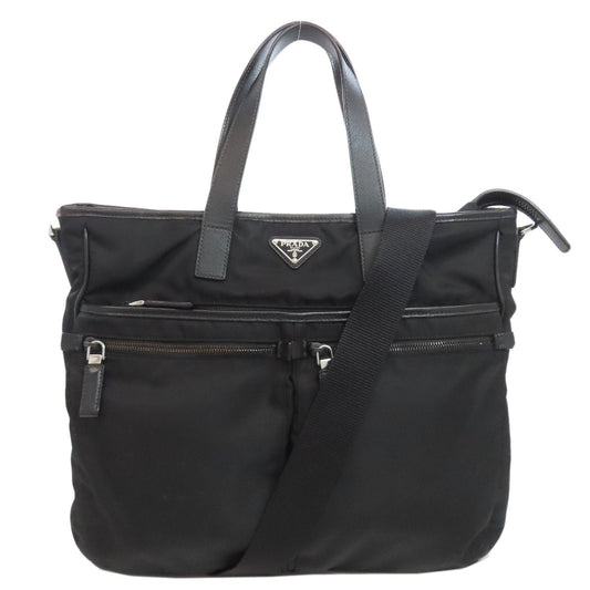 PRADA Business bag Nylon black logoMetal 2WAY mens Used Authentic