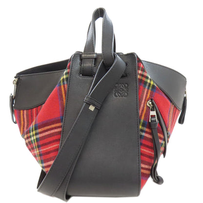 LOEWE Handbag Canvas, Calfskin Red Hammock 2WAY Women Used Authentic