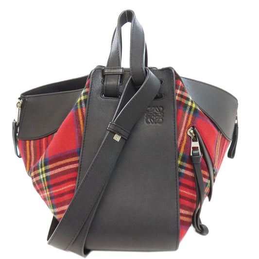 LOEWE Handbag Canvas, Calfskin Red Hammock 2WAY Women Used Authentic