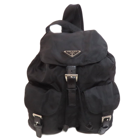 PRADA Backpack B6677F Nylon black logoMetal Women Used Authentic