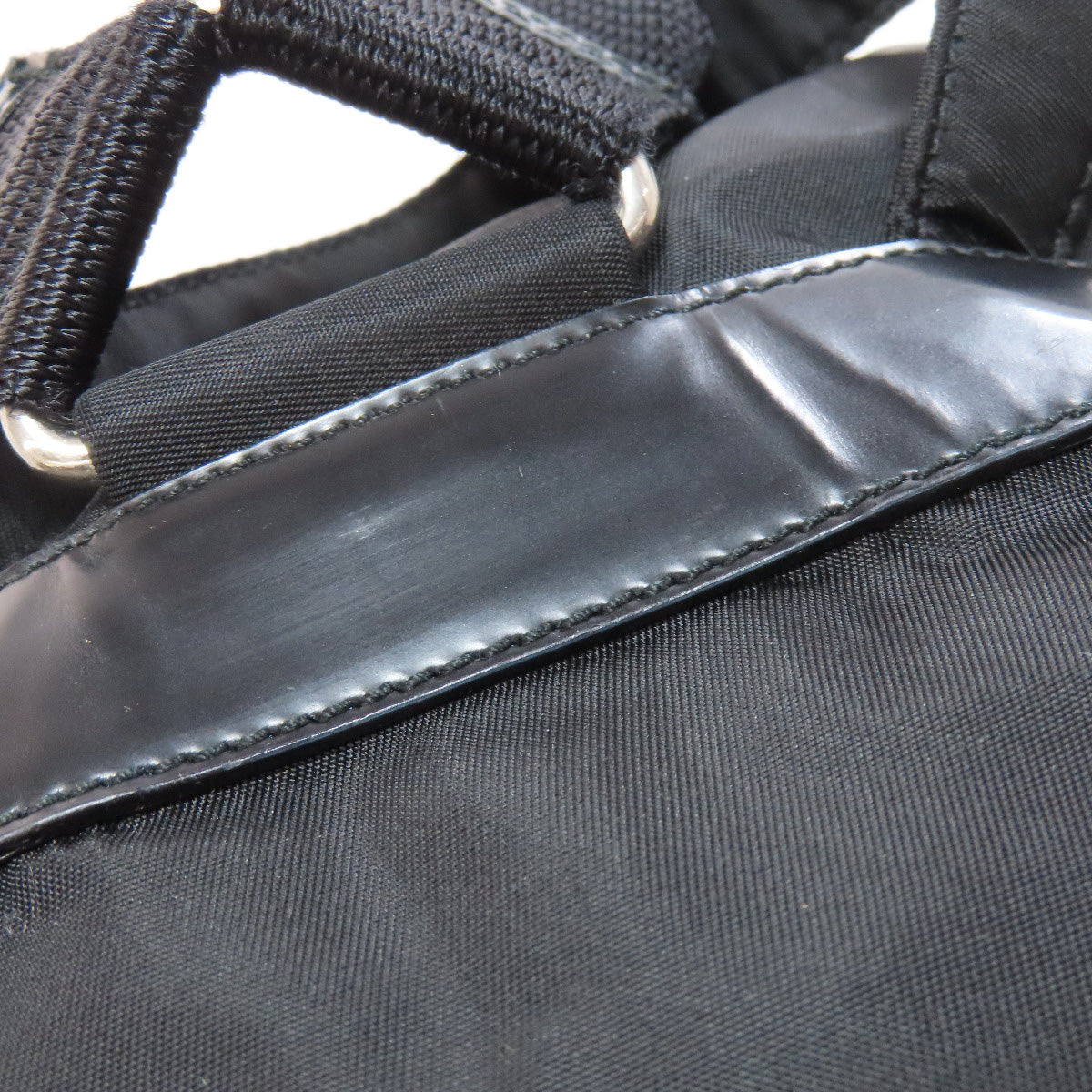 PRADA Backpack B6677F Nylon black logoMetal Women Used Authentic