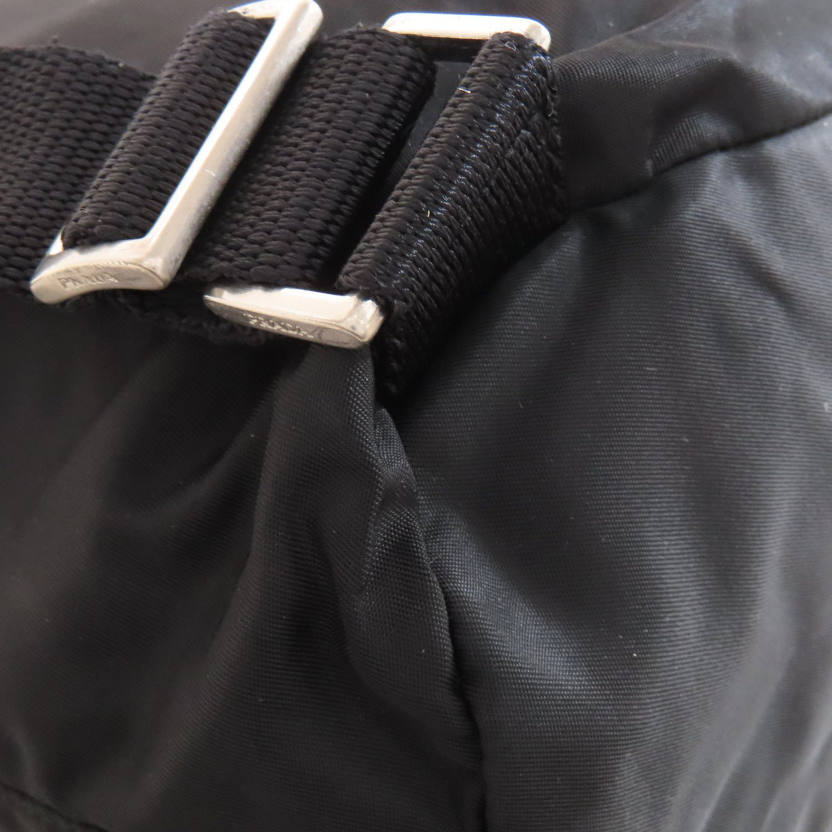 PRADA Backpack B6677F Nylon black logoMetal Women Used Authentic