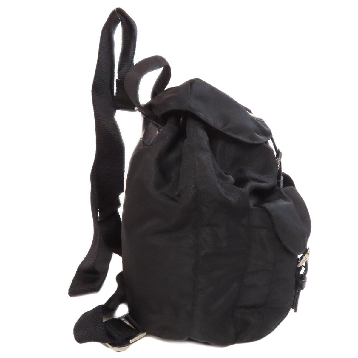 PRADA Backpack B6677F Nylon black logoMetal Women Used Authentic