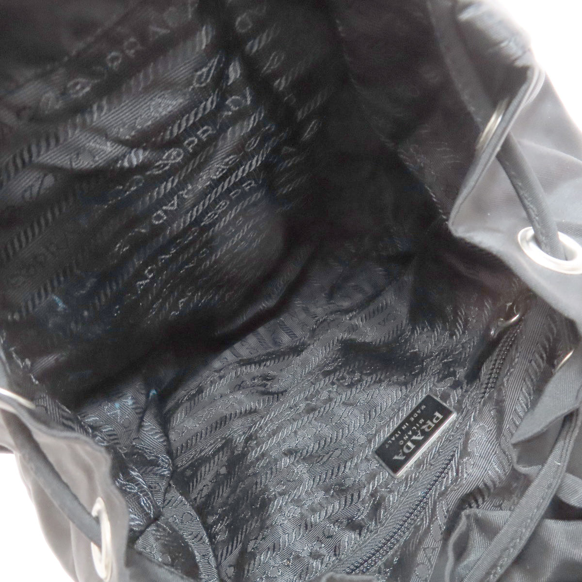 PRADA Backpack B6677F Nylon black logoMetal Women Used Authentic