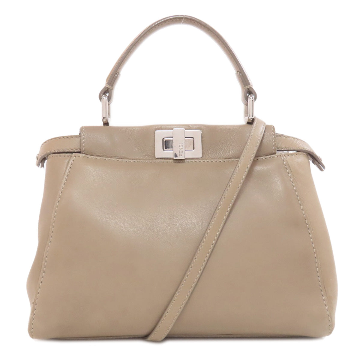 FENDI Handbag Calfskin Brown Peekaboo Mini 2WAY