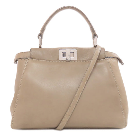 FENDI Handbag Calfskin Brown Peekaboo Mini 2WAY