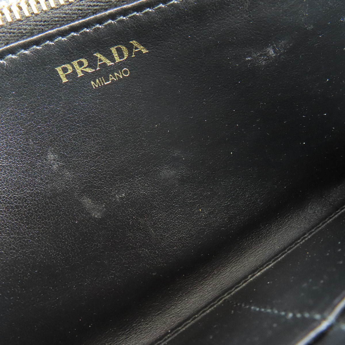 PRADA Long Wallet Purse leather black Zip Around Women Used Authentic