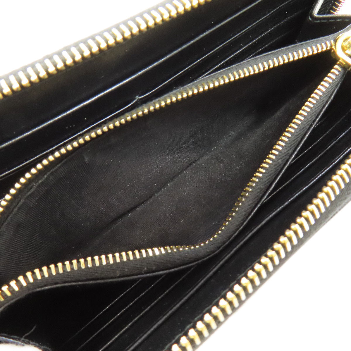 PRADA Long Wallet Purse leather black Zip Around Women Used Authentic
