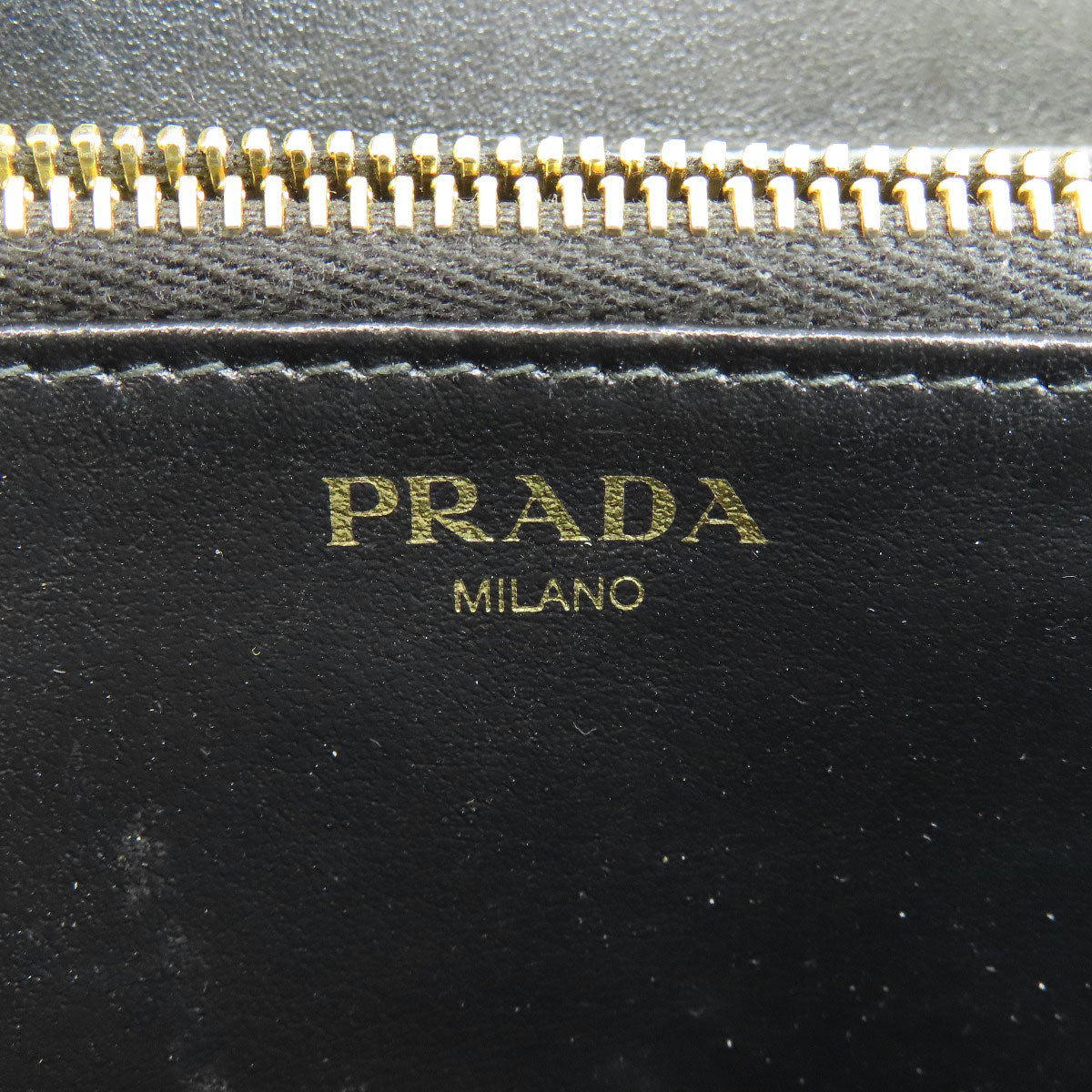 PRADA Long Wallet Purse leather black Zip Around Women Used Authentic