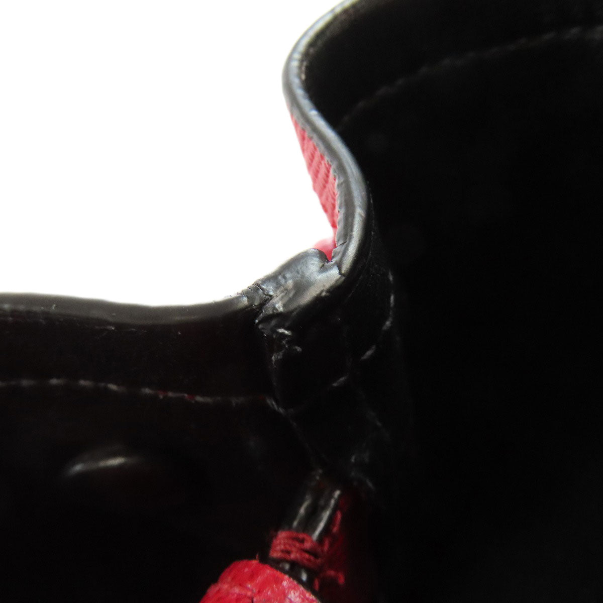 PRADA Tote Bag Safiano Red logo Women Used Authentic