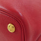 PRADA Tote Bag Safiano Red logo Women Used Authentic