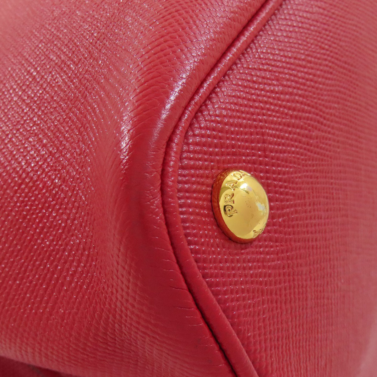 PRADA Tote Bag Safiano Red logo Women Used Authentic