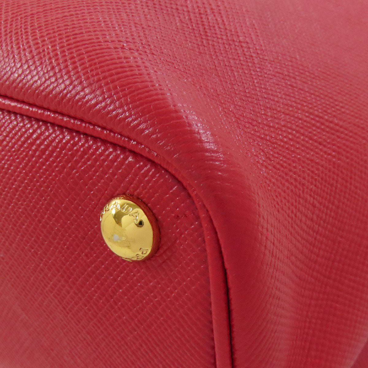 PRADA Tote Bag Safiano Red logo Women Used Authentic