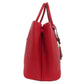 PRADA Tote Bag Safiano Red logo Women Used Authentic