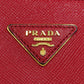 PRADA Tote Bag Safiano Red logo Women Used Authentic