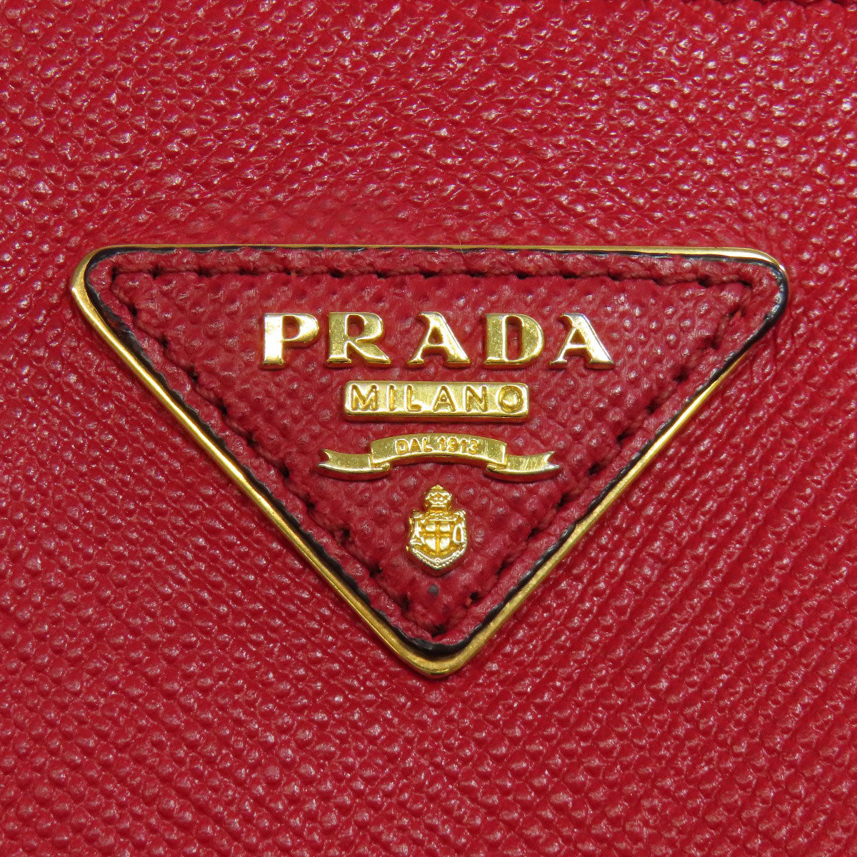 PRADA Tote Bag Safiano Red logo Women Used Authentic