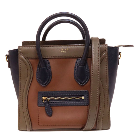 CELINE Handbag Calfskin Brown Luggage nano 2 WAY Women Used Authentic