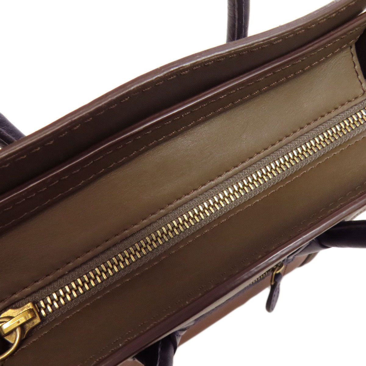 CELINE Handbag Calfskin Brown Luggage nano 2 WAY Women Used Authentic