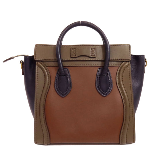 CELINE Handbag Calfskin Brown Luggage nano 2 WAY Women Used Authentic