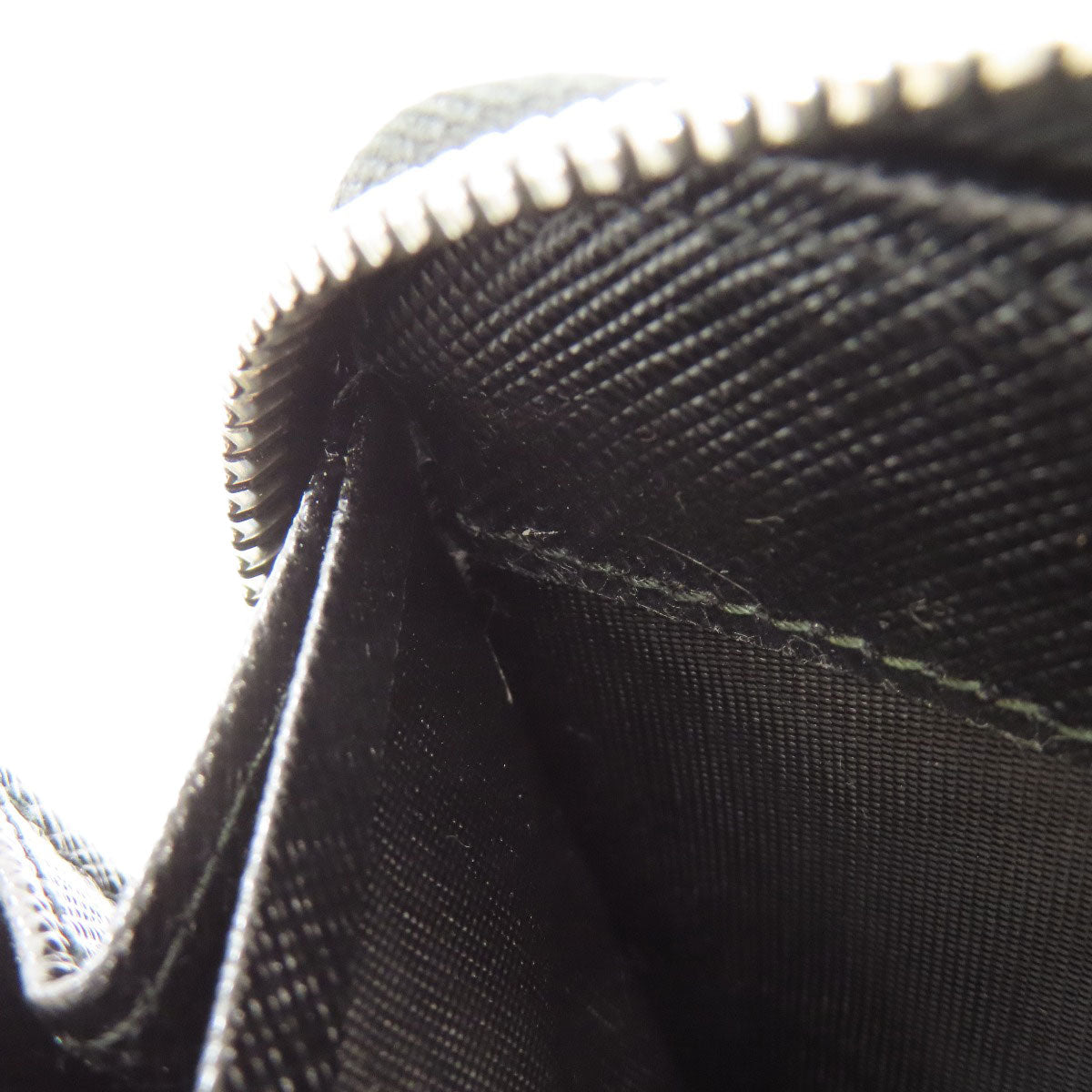 PRADA Long Wallet Purse leather black logoMetal Women Used Authentic