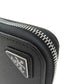 PRADA Long Wallet Purse leather black logoMetal Women Used Authentic